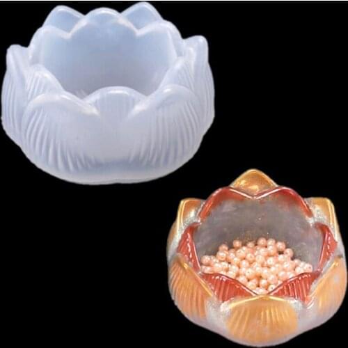 1PC Transparent DIY Silicone Mold Lotus Shape Epoxy Resin Mould Ashtray Mold Crafts Making Wholesale Brand New
