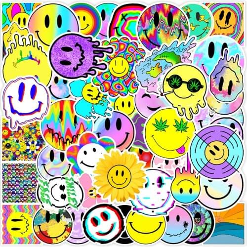 10/30/50PCS Cool Colorful Smiley Stickers Aesthetic Decal Luggage Skateboard DIY Phone Car Graffiti Waterproof Kid Toy Sticker
