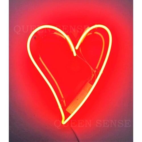 14“ Love Heart Acrylic Custom Neon Light Lamp Sign Beer Bar Handmade Artwork Glass Decorate Home Wall Room Windows Tube Artwork