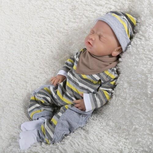 18 Inch Eyes-closed Baby Doll Girl Full Body Soft Silicone Lifelike Reborn Toys For Children Movie & TV In-Stock Items