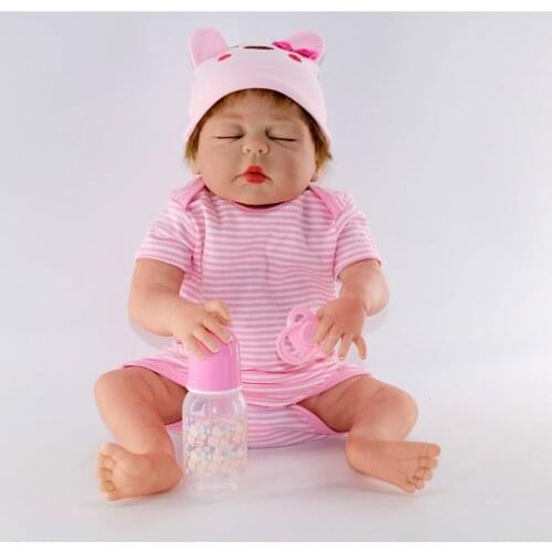 23"57cm full silicone vinyl reborn baby dolls toys gift can bathe real baby newborn doll Bonecas reborn corpo de silicone