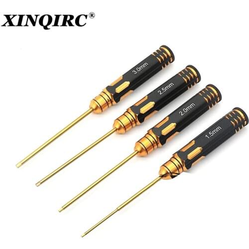 4Pcs/set Titanium Plating 1.5/2/2.5/3mm Hexagon Screwdriver Screw Driver Tool Kit for RC Model Car Boat Airplane