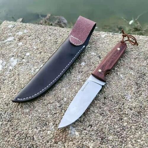 440C Steel Outdoor Sharpened Fixed Blade Knife Ebony Pattern Nail Handle Small Straight Knives Tactical Hunting Camping Knife