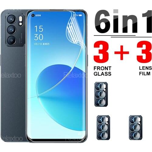 6 in 1 Hydrogel Protector Front Film For Oppo Reno6 5G Reno 6 Safety Phone Protective Clear Screen Full Cover Film Camera Glass