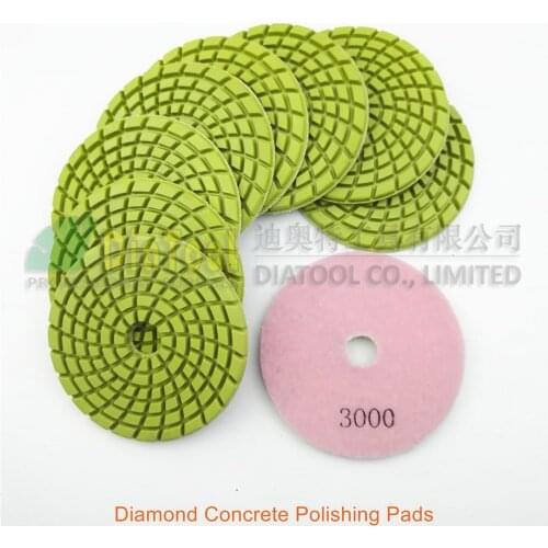 DIATOOL 9pcs 4inch Diamond resin bond concrete polishing pads #3000 Renew Sanding disc