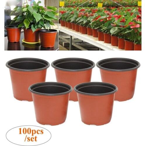 Behogar 100pcs Nursery Pots Disposable Plastic Plant Flower Pots Seed Tray for Indoor Outdoor Gardening Plants Seeding Container