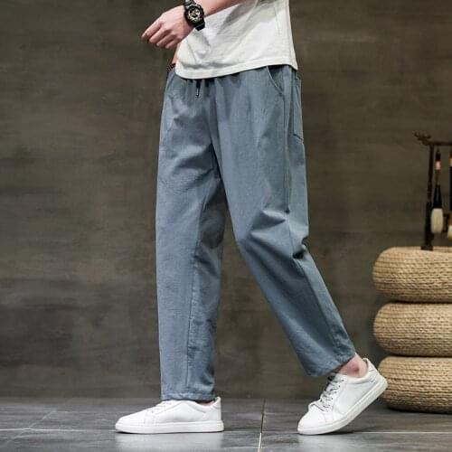 Mens Straight Harem Pants Korean Style Man Loose Ankle-Length Trousers Hip Hop Streetwear Male Casual Pants Nice Pop
