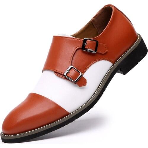 Formal Shoes For Men Brown Leather Mens Shoes Fashion Stitching Elegant Mans Autumn Footwear Male Wedding Shoes