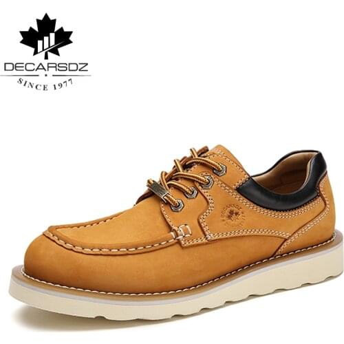 DECARSDZ 2021 Full grain Genuine Cow Leather Men Shoes Spring & Autumn Fashion Shoes Man high quality Comfy New Men Casual Shoes