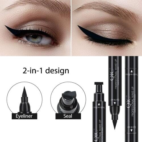 Double-head Seal Stamp Liquid Eyeliner Pen Triangle Wing Waterproof Lasting Eyes Makeup Eyeliner Pencil Beauty Cosmetic TSLM1