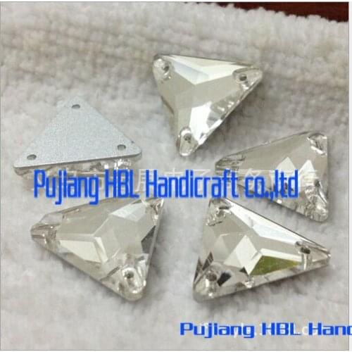 12mm 16mm 22mm Crystal White Trangular Sewing Glass Dtrass Stones Clothing Deoration Accessaries