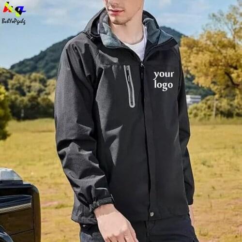Custom logo spring and autumn removable three-in-one coat couple couple removable fleece liner two-piece outdoor coat