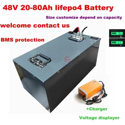 48V 80Ah 60Ah 50Ah 40Ah 30Ah 20Ah 25Ah LiFepo4 lithium battery with BMS for ebike scooter motorcycle solar sytem+5A charger