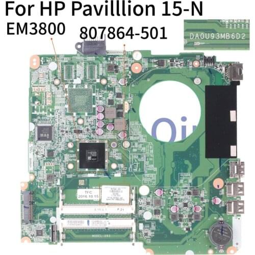 KoCoQin Laptop motherboard For HP Pavilllion 15-N 15-F EM3800 Mainboard DA0U93MB6D2 807864-001 807864-501 807864-601