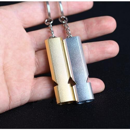 Mini Portable 150db Double Pipe High Decibel Outdoor Camping Hiking Survival Whistle Double-frequency Emergency Whistle Keychain