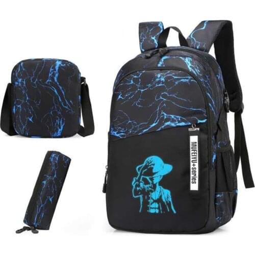 3 Pcs/set Fashion Luminous School Backpack Men Women School Bags for Teenager Boys Girls Backpack Noctilucent Bagpack Back Pack
