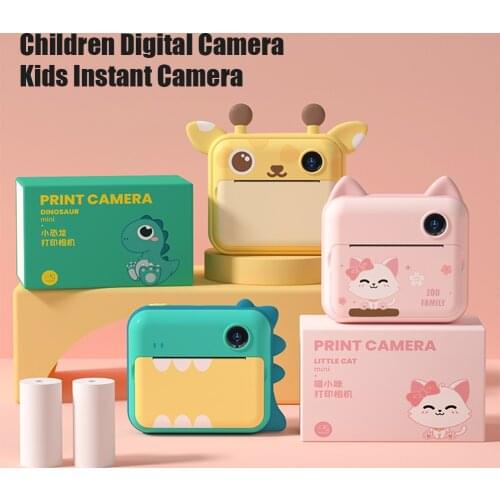 Cartoon Children Instant Print Camera HD 1080P Thermal Printing Camera Kids Camera Video Recorder VLOG Digital Photo Camera Toy