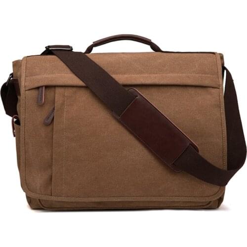 Weysfor Vogue Men Canvas Shoulder Bag Casual Men Retro Zipper Laptop Crossbody Outdoor Bags Mens Travel School Shoulder Bag