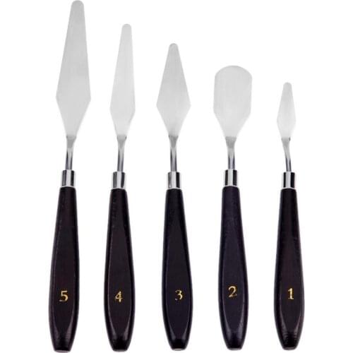 5Pcs/set Stainless Steel Spatula Kit Palette Gouache Supplies for Oil Painting Knife Fine Arts Painting Tool Set Flexible Blades