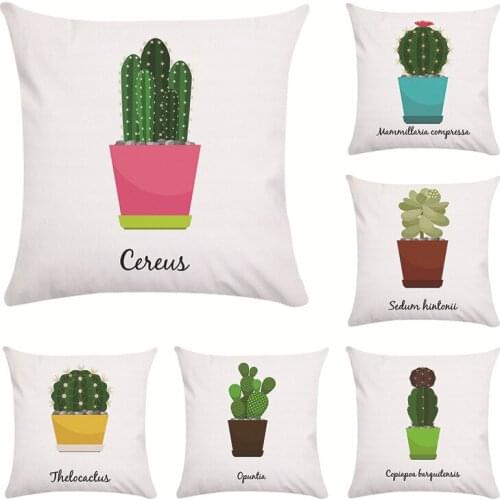 45*45cm Flower Pot Cactus Series Cushion Cover Sofa Short Plush Pillow Cover Colorful Pillowcase Fresh Soft Home Decor