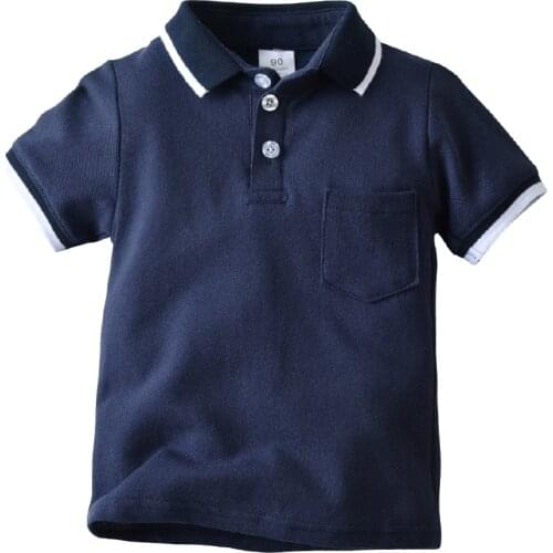 New Summer Baby Boys Turn-down Collar Polo Shirts Cotton Shirts Kids Sport Tee White Color