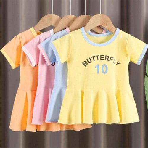 0-5Y Summer Girls' Dress Short Sleeve Casual Princess Dress Cute Childrens Baby Kids Girls Clothing Cotton