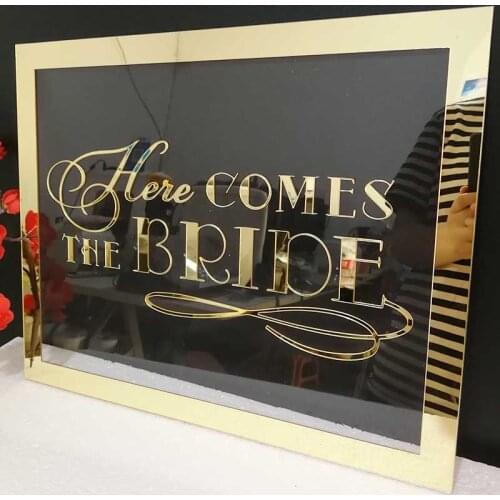 Personalized Wedding Name Mirror Gold Acrylic Frame Welcome Guests Word Signs Wedding Party Decor Favor