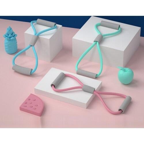 Hot Yoga Belt Fitness Resistance 8 Word Chest Expander Rope Workout Muscle Trainning Rubber Elastic Bands for Sports Exercise