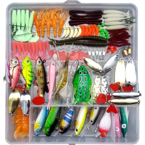 Big Multi Fishing Lure set Wobblers Artificial Mixed Colors styles Soft Fishing Lure Kit Plastic Metal Bait Fishing tackle set