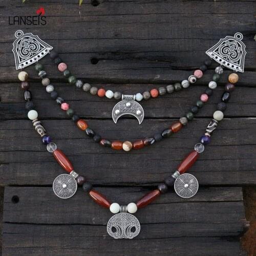 1pcs Dropshipping Slavic Jewelry Makeing For Charms Women Pendant, Viking Style Tribal Brooch Middle Ages Lunula Jewelry For Men