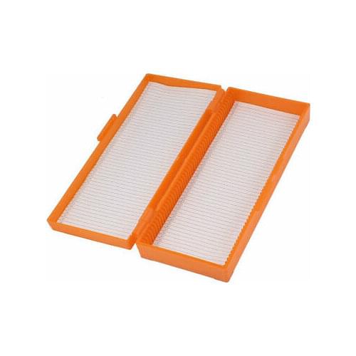 Orange Plastic Shell 50 Slots Rectangular Microscope Glass Slide Box