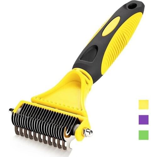 Pet Dog Dematting Comb with 2 Sided Professional Grooming Rake for Easy Mats Tangles Removing Hair Removal Brush for Dogs Cats