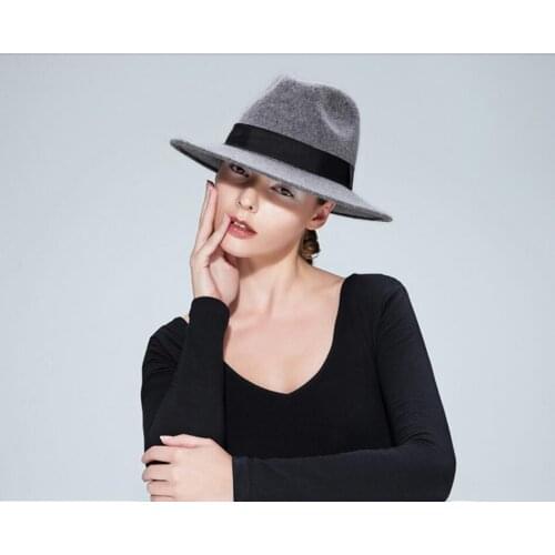 Retro 100% Wool Mens Womens Winter Autumn Fedora Hat With Wide Brim Bowknot Sombreros Jazz Hat For Gentleman Panama Top Hat 20