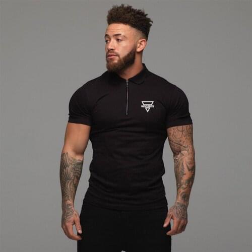 Brand New Mens Bodybuilding Short Sleeve Polo Shirts Cotton Mens Casual Fitness Fashion Polo Shirt Clothing Sport Polo Shirts