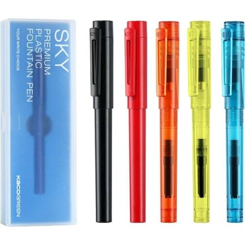 KACO SKY II Fountain Pen Transparent Coloful Ink Pens with Visible Box Fine Nib 0.5mm Gift Set Office Business School Supplies