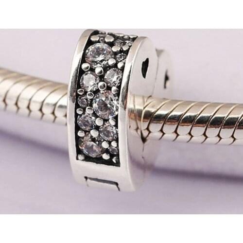 S925 DIY Jewelry Sparkling Arcs of Love Clip Stoppers Charm fit Lady Bracelet Bangle Clear CZ
