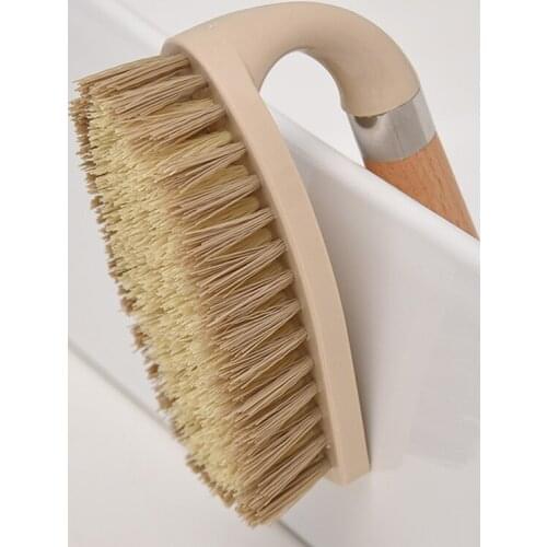 Kitchen Cleaning Bathroom Toilet Glass Wall Cleaning Bathtub Brush Bathtub Bottom Wooden Handle Sponge Cleaning Tool