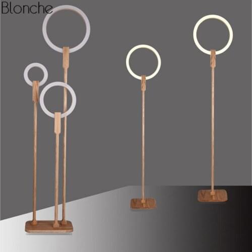 Modern Led Floor Lamp for Living Room Wooden Standing Lamp Nordic Design Acrylic Floor Light Fixtures Bedroom Kitchen Home Decor
