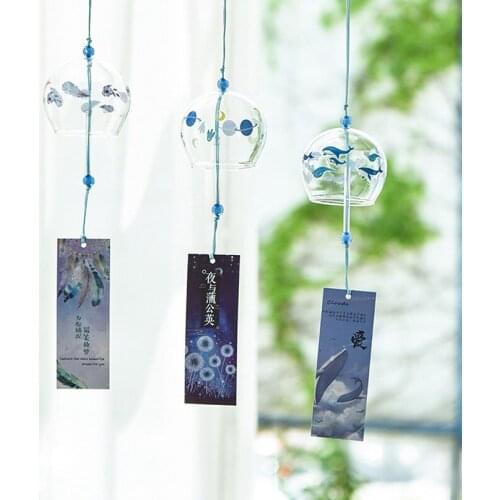 Japanese Style Glass Wind Chime Hanging Craft Wind Bell Home Decor Sakura Cherry