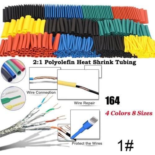 164Pcs Heat Shrink Tube With Glue Polyolefin Shrinking Assorted Heat Shrink Tubing Tube Wire Cable Insulated Sleeving Tube Set