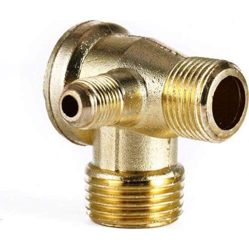 Zinc Alloy Air Compressor Three Way Unidirectional Check Valve 1/2" 3/8" Male Thread Tube Pipe Air Connection Replacement Parts