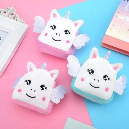 1 PCS Cute cartoon plush unicorn coin coin purse mini zipper key earphone storage bag children girls women gifts