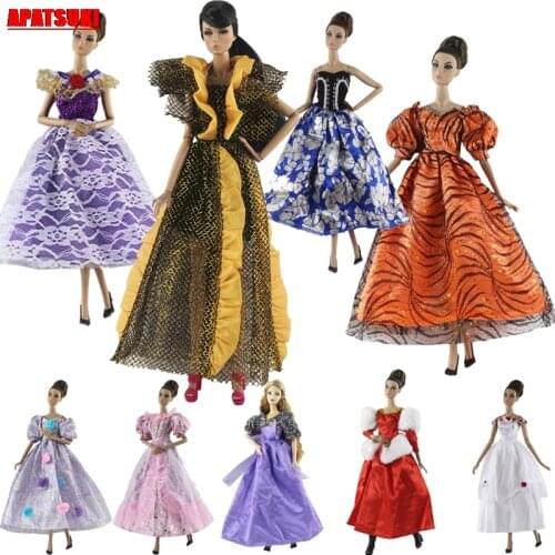 1pc Multi Color and Style Party Dress Wedding Dresses Clothing for Barbie Doll Clothes for 1/6 BJD Dollhouse Accessories Kid Toy