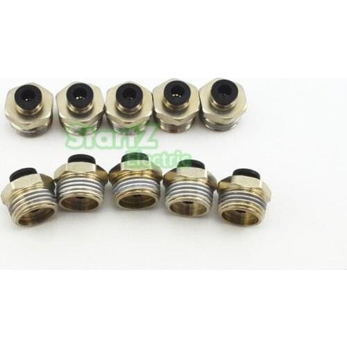 10PcsHigh quality 6mm to 1/2'' Thread Male Straight Pneumatic Tube Push In Quick Connect Fittings Pipe