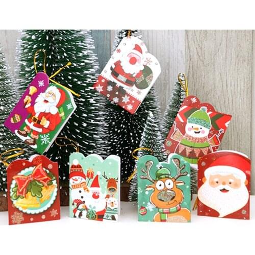 128pcs Christmas Card Blank Paper DIY Manual Cards Xmas Tree Hanging Decorative Card Merry Christmas Festival Greeting Cards