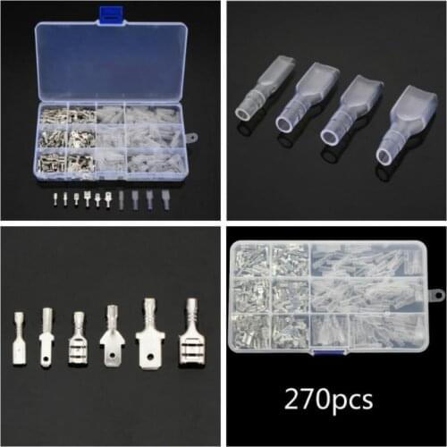 270pcs/box 2.8/4.8/6.3mm Insert the Plug Spring Sheathed Wire Terminal Connector, Cold Pressed Terminal Connector Kit