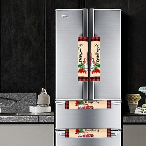 3pcs Kitchen Protective Christmas Door Handle Knob Cloth Covers Cartoon OvenRefrigerator Handle Cover New Year Party Decor