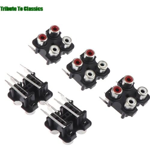 5Pcs 2/4 hole RCA Female Stereo audio Jack AV Audio input socket Connector