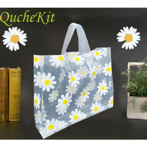 50pcs Little Daisy Plastic Gift Bags Christmas Wedding Food Packaging Bag Clothing Thick Storage Shopping Gift Bags