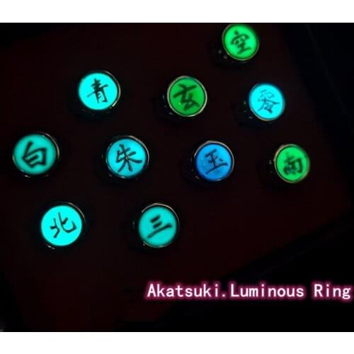 Anime Cosplay Accessories Luminous Ring Akatsuki Member Deidara Pain Konan Hidan Zhu Qing Bai Three Jade Ring Toy Gift Wholesale